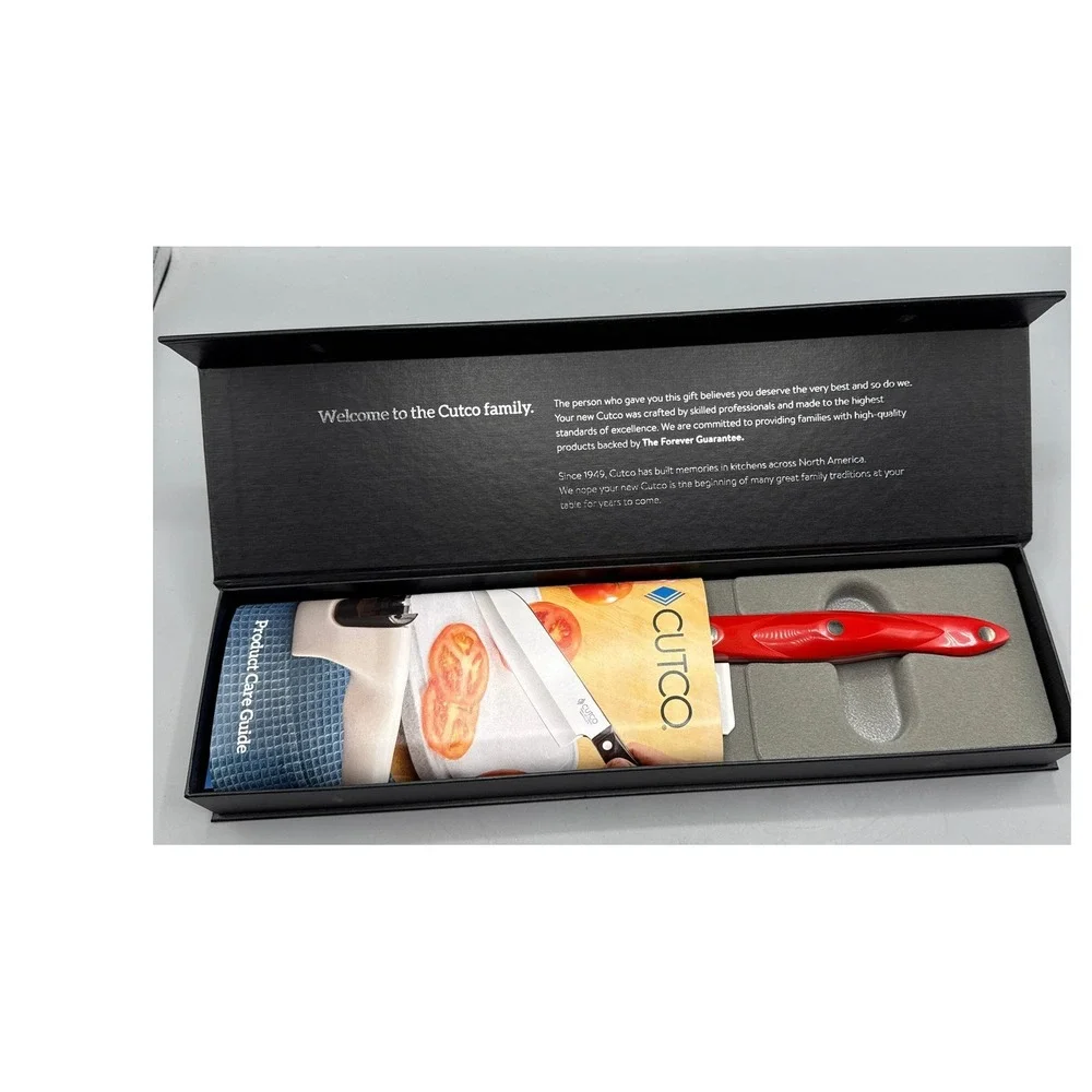 Cutco 1766 KY Santoku Knife Rare Red Handle Engraved New Beginnings with Box